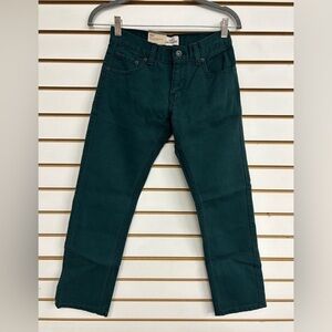 Levi's Boys 513 Slim Straight Fit Corduroy Pants - Green Size 12 Regular NWT